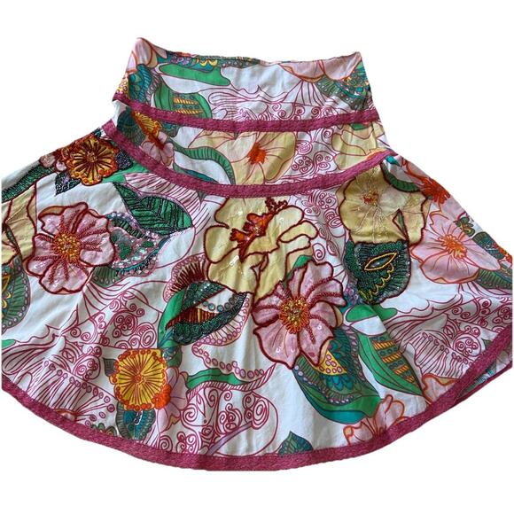 VTG Dolce Apparel Beaded Embroidered Skirt Midi Boho Floral Fairy Resort Y2K M-L - Picture 12 of 16